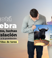 personas sosteniendo diseño de abolición de corridas de toros. 