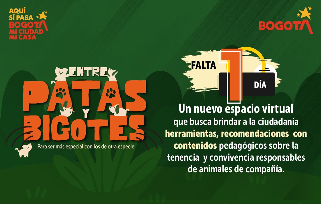 Imagen de la campaña patas y bigotes, en texto dice que fatan dos dias para este espacio virtual 