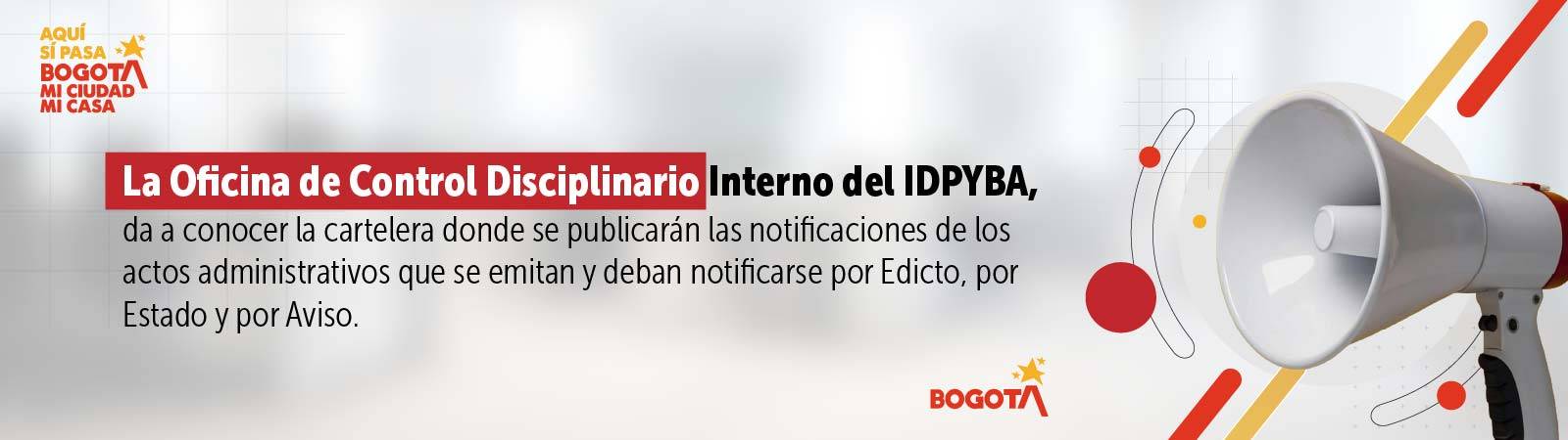 Banner Oficina de Control Disciplinario Interno del IDPYBA